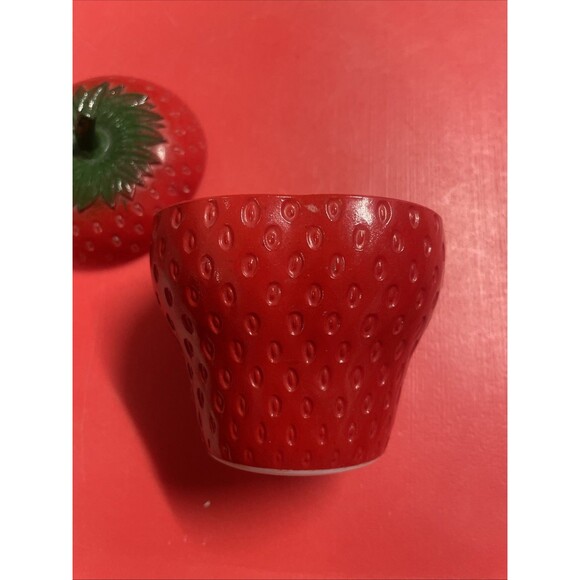 Vintage 1950s Hazel Atlas Red Strawberry Jam Jelly Jar w/Lid Unmarked Tableware - Picture 6 of 12